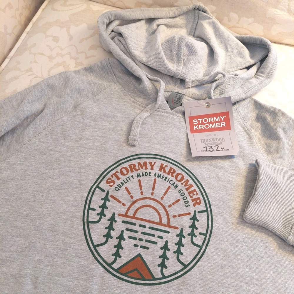 Stormy Kromer Unisex Sunrise USA Terry Cotton Blend Hoodie Gray M NEW! - Picture 2 of 11